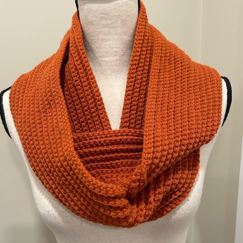 Pumpkin Spice Crochet Infinity Scarf